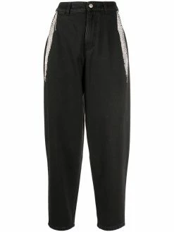 Chiara Ferragni chain embellished cropped wide-leg jeans