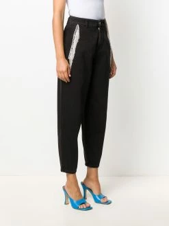 Chiara Ferragni chain embellished cropped wide-leg jeans