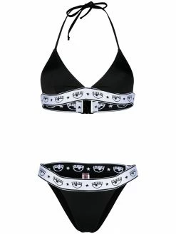 Chiara Ferragni logo-tape halterneck bikini set