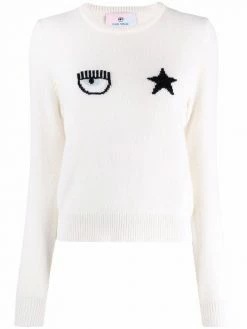 Chiara Ferragni Eyestar intarsia-knit crew-neck jumper