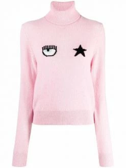 Chiara Ferragni Eyestar intarsia-knit roll-neck jumper