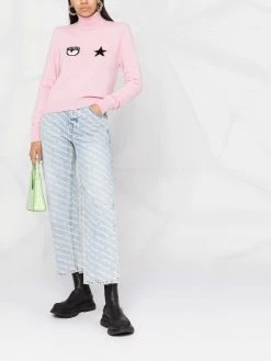 Chiara Ferragni Eyestar intarsia-knit roll-neck jumper