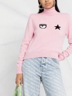 Chiara Ferragni Eyestar intarsia-knit roll-neck jumper