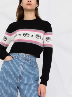 Chiara Ferragni eye-knit cashmere-wool jumper
