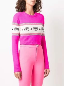 Chiara Ferragni intarsia-knit cropped jumper
