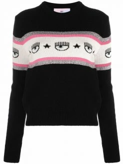Chiara Ferragni glitter trim intarsia-knit jumper