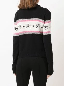 Chiara Ferragni glitter trim intarsia-knit jumper