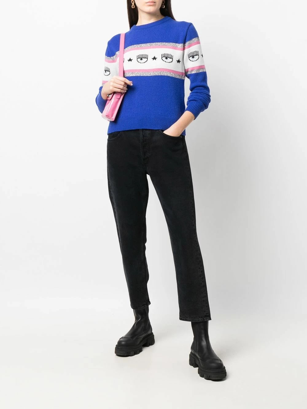Chiara Ferragni Logo print knitted jumper knitted sweaters of women 2 Chiara Ferragni logo-print knitted jumper