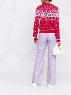 Chiara Ferragni mixed-pattern rib-trimmed jumper