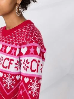 Chiara Ferragni mixed-pattern rib-trimmed jumper