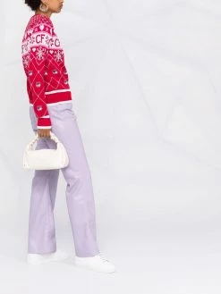 Chiara Ferragni mixed-pattern rib-trimmed jumper