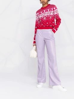 Chiara Ferragni mixed-pattern rib-trimmed jumper