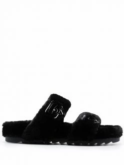 Chiara Ferragni eye-motif faux-fur open-toe slides
