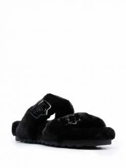 Chiara Ferragni eye-motif faux-fur open-toe slides