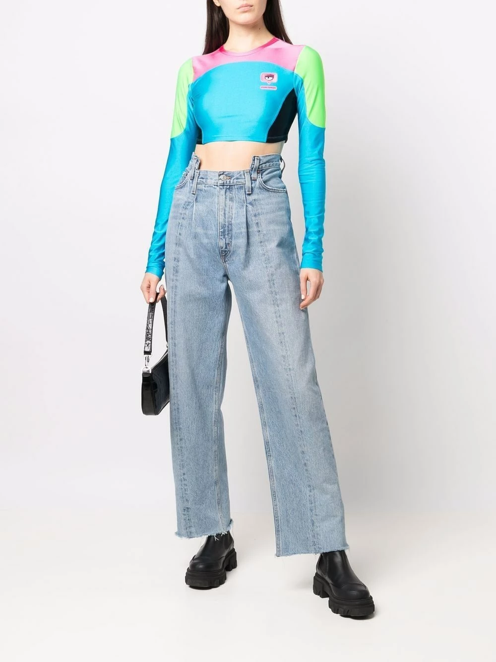 Chiara Ferragni Colour block cropped top t-shirts & jersey shirts of women 2 Chiara Ferragni colour-block cropped top
