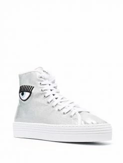 Chiara Ferragni eye-motif metallic high-top sneakers