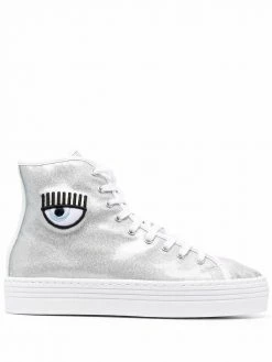 Chiara Ferragni eye-motif metallic high-top sneakers