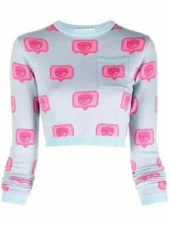 Chiara Ferragni logo-print cropped jumper