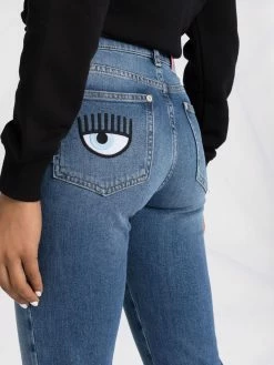 Chiara Ferragni embroidered-logo denim jeans