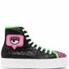 Chiara Ferragni glitter panelled hi-top sneakers
