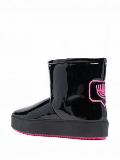 Chiara Ferragni high-shine logo-patch ankle boots