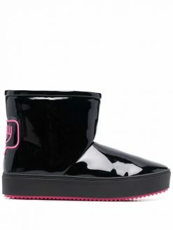 Chiara Ferragni high-shine logo-patch ankle boots