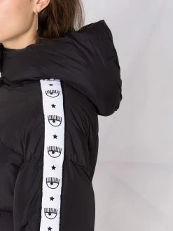 Chiara Ferragni logo-stripe belted padded coat