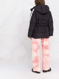 Chiara Ferragni logo-stripe belted padded coat