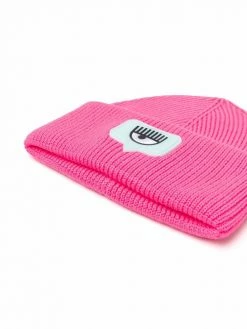 Chiara Ferragni ribbed-knit logo-patch beanie