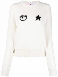 Chiara Ferragni logo-print wool jumper