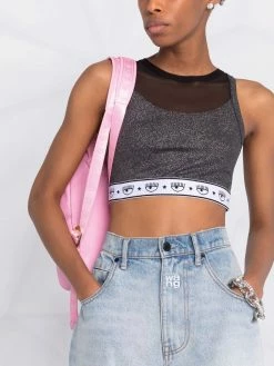 Chiara Ferragni glitter-panel cropped vest