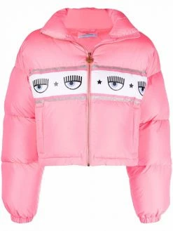 Chiara Ferragni logo-print zip-up puffer jacket