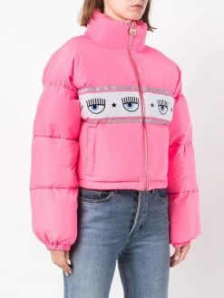 Chiara Ferragni logo-print zip-up puffer jacket