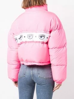 Chiara Ferragni logo-print zip-up puffer jacket