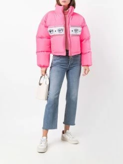 Chiara Ferragni logo-print zip-up puffer jacket