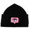 Chiara Ferragni patch-detail ribbed-knit hat