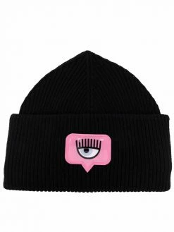 Chiara Ferragni patch-detail ribbed-knit hat