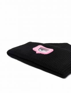 Chiara Ferragni patch-detail ribbed-knit hat