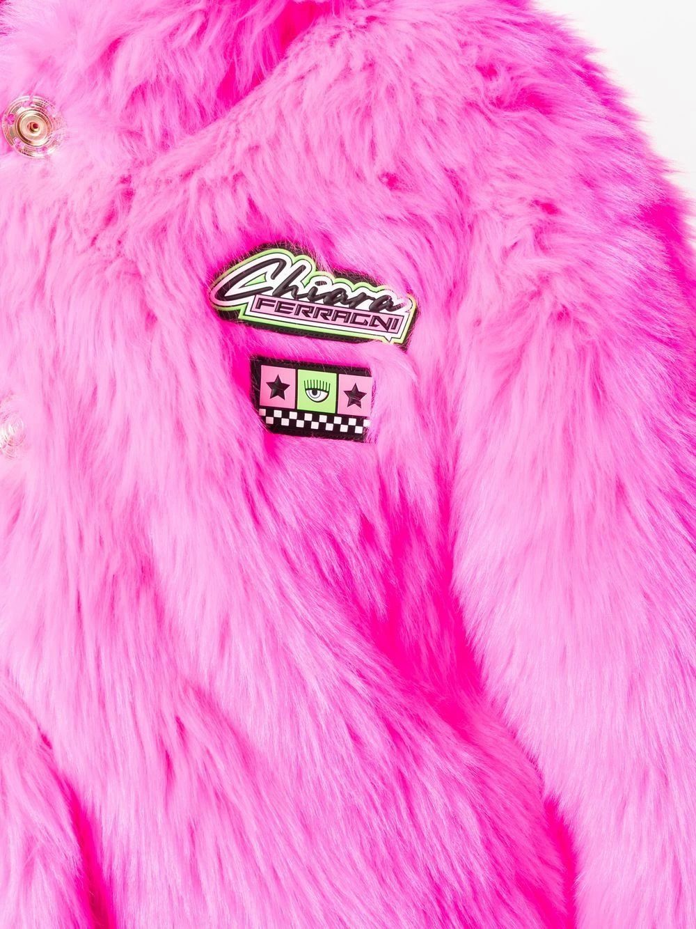 Chiara Ferragni Faux fur logo patch hooded jacket faux fur & shearling jackets of women 5 Chiara Ferragni faux-fur logo-patch hooded jacket