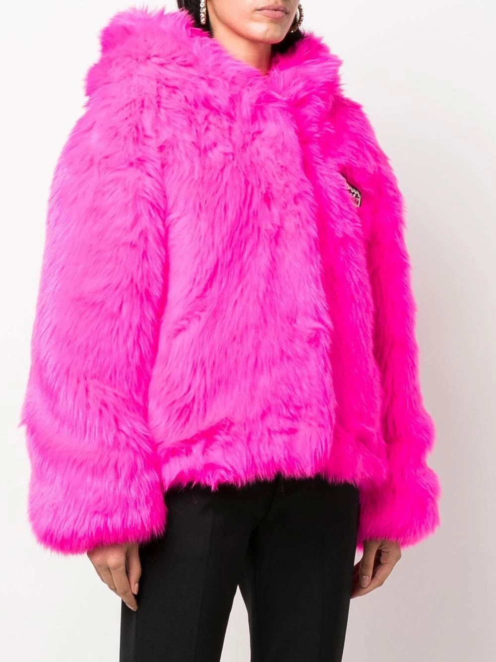 Chiara Ferragni Faux fur logo patch hooded jacket faux fur & shearling jackets of women 3 Chiara Ferragni faux-fur logo-patch hooded jacket