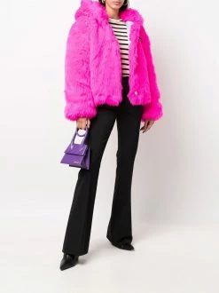 Chiara Ferragni faux-fur logo-patch hooded jacket