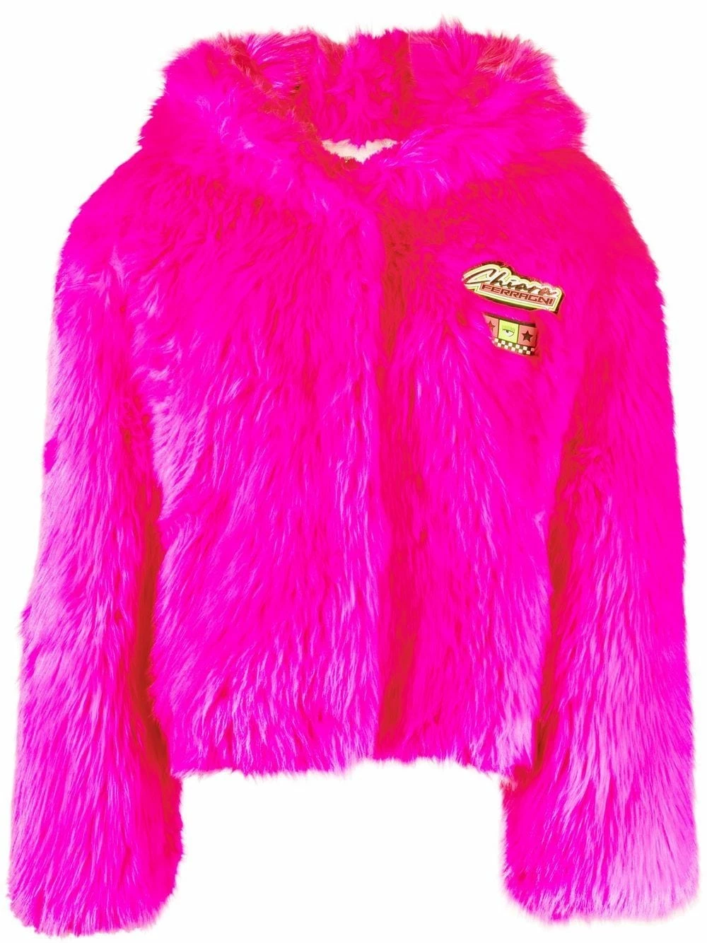 Chiara Ferragni Faux fur logo patch hooded jacket faux fur & shearling jackets of women 1 Chiara Ferragni faux-fur logo-patch hooded jacket