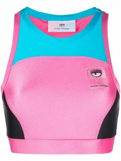 Chiara Ferragni logo-patch panelled crop top