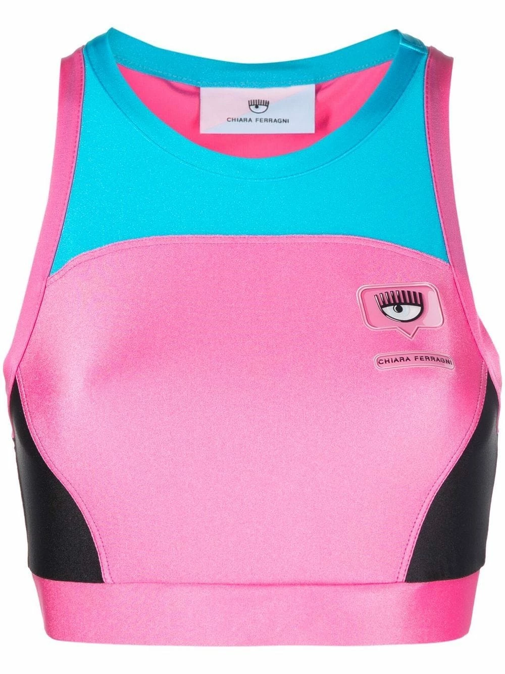 Chiara Ferragni Logo patch panelled crop top vests & tank tops of women 1 Chiara Ferragni logo-patch panelled crop top