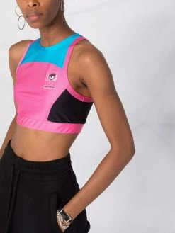 Chiara Ferragni Logo patch panelled crop top vests & tank tops of women 10 Chiara Ferragni logo-patch panelled crop top