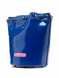 Chiara Ferragni logo-embossed glossy bucket bag