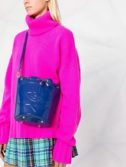 Chiara Ferragni logo-embossed glossy bucket bag