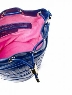 Chiara Ferragni logo-embossed glossy bucket bag