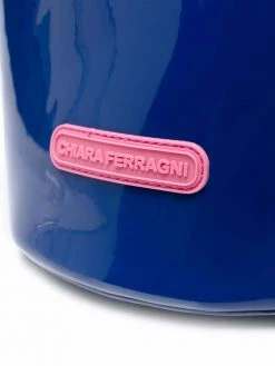 Chiara Ferragni logo-embossed glossy bucket bag