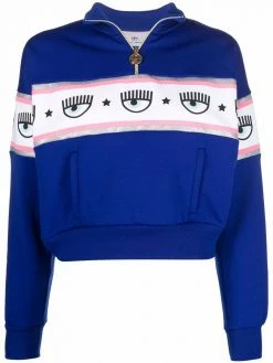 Chiara Ferragni eye-motif half-zip sweater